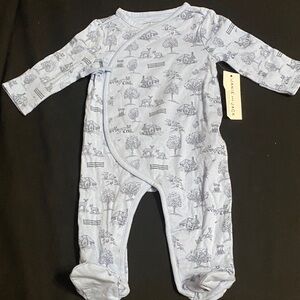 Janie and Jack Light Blue Pastoral Footed One-Piece